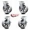 Service Caster 6 Inch V-Groove Semi Steel Swivel Caster Set with Roller Bearings 2 Brakes SCC SCC-20S620-VGR-2-TLB-2 - alternate 2